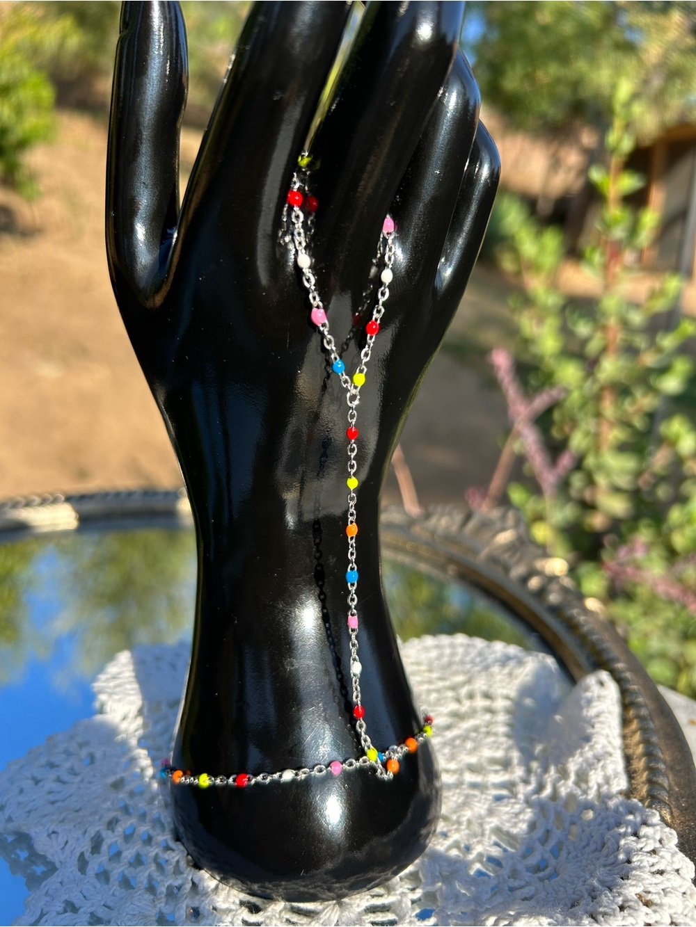 Multicolor Bead Silver hand chain Harness - Women Jewelry